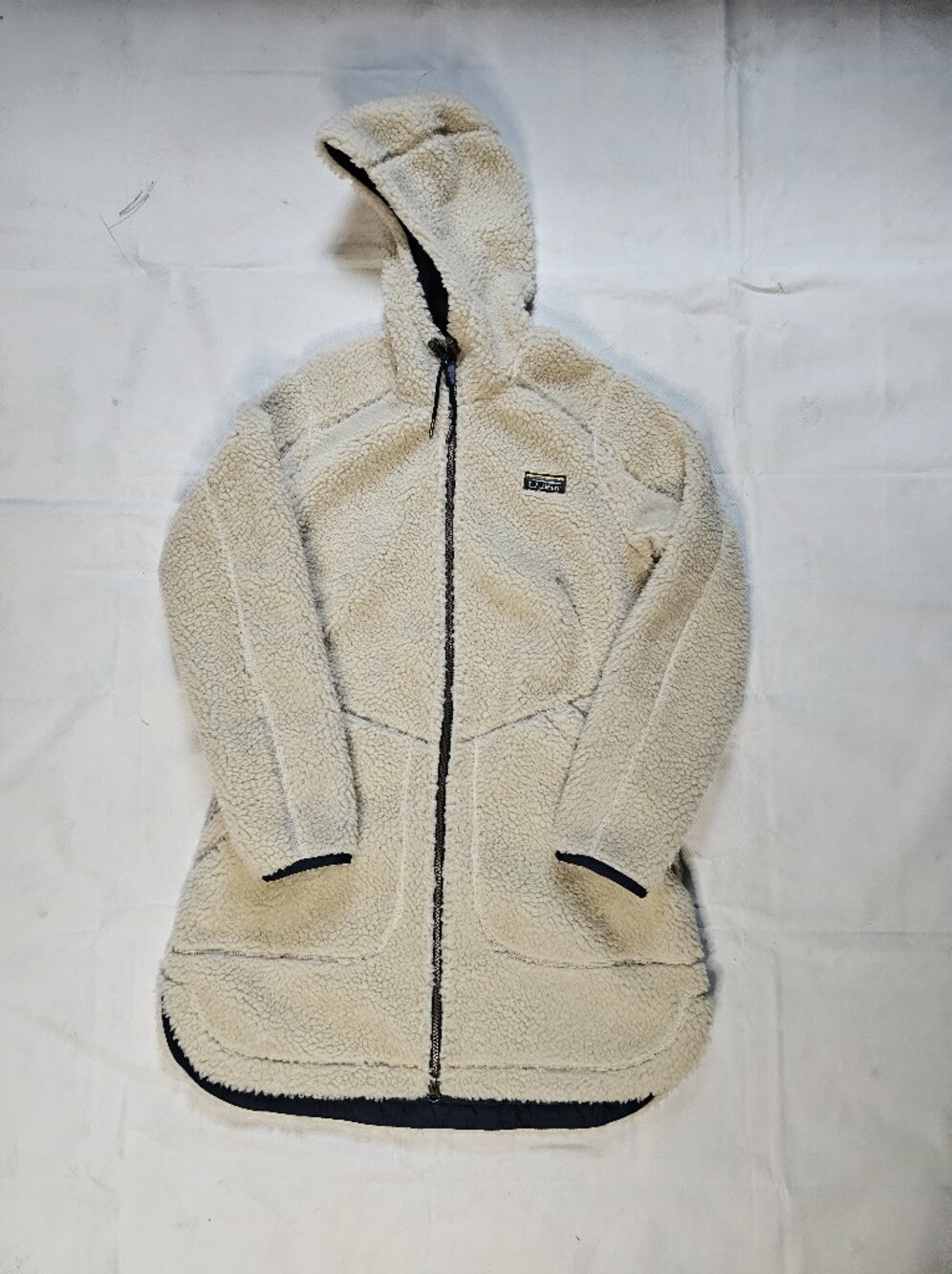 L.L. Bean Cream Sherpa Hooded Zip Jacket